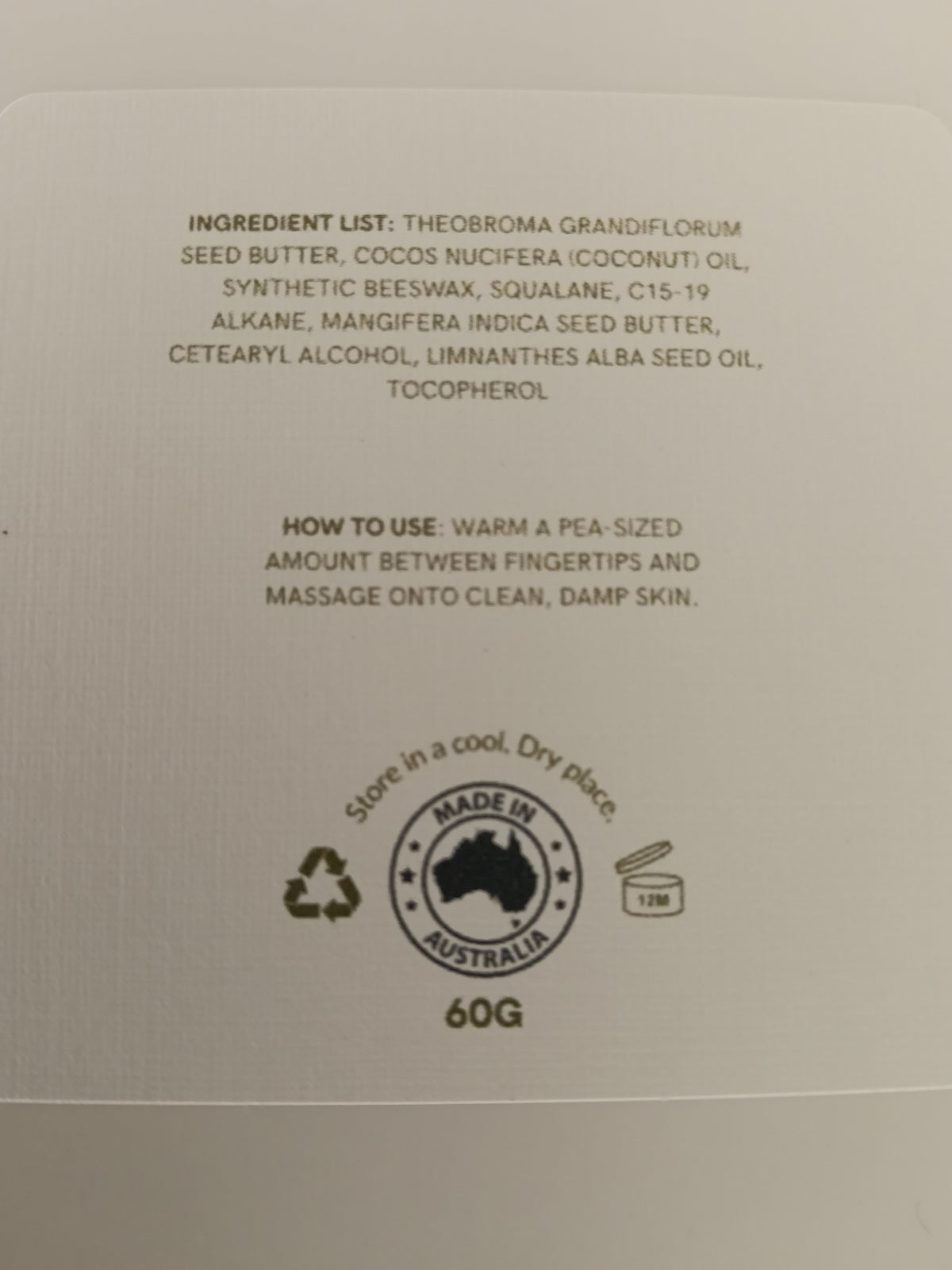 VEGAN TALLOW ALTERNATIVE- FACE HANDS AND BODY BALM - 60gm